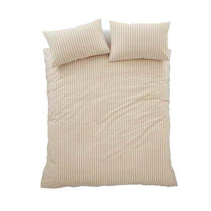 Pineapple Elephant Cotton Rich Woven Stripe Natural Duvet Cover Set