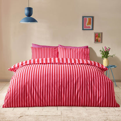 Sassy B Stripe Tease Red Duvet Cover Set
