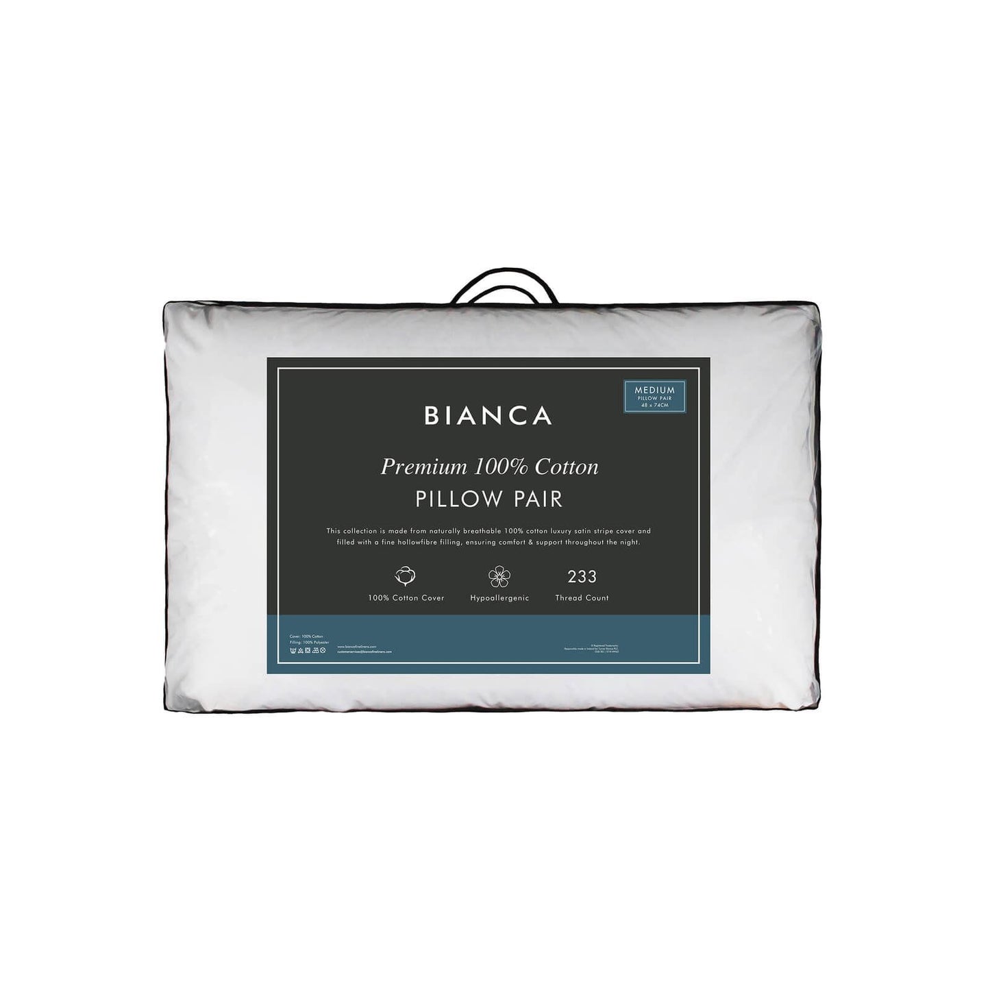 Bianca Fine Linens Premium Cotton Stripe Pillow Pair White