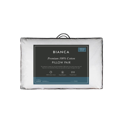 Bianca Fine Linens Premium Cotton Stripe Pillow Pair White