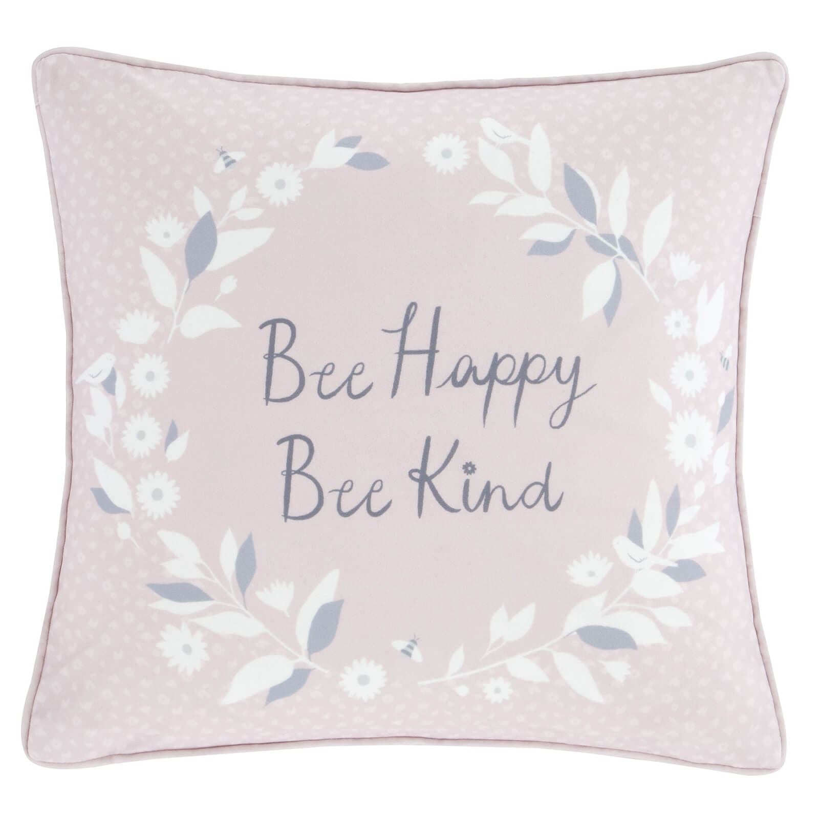 Bee Kind Pink / Grey Filled Cushion