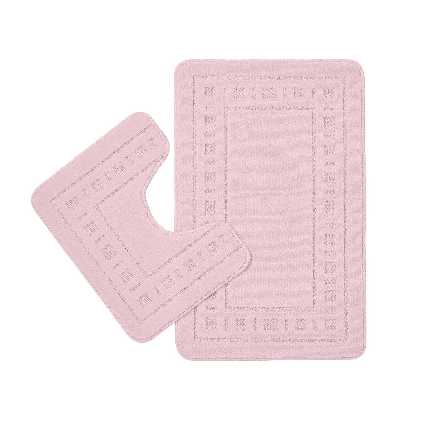 Armoni Bath Mat and Pedestal Mat Set Blush Pink