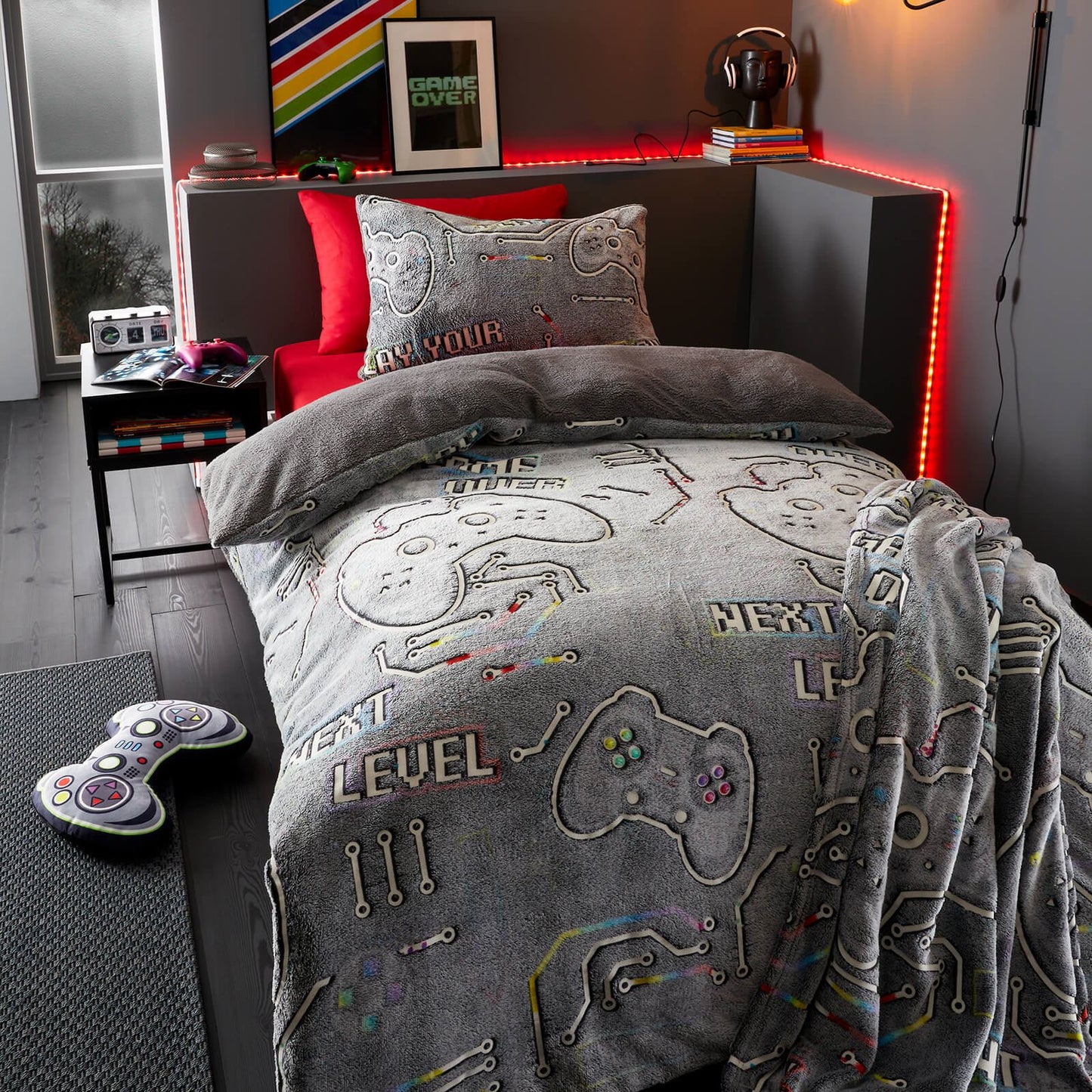 Game Over Fleece Black Duvet Cover Set