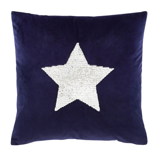 Downstairs Living Sequin Star Grey Filled Cushion