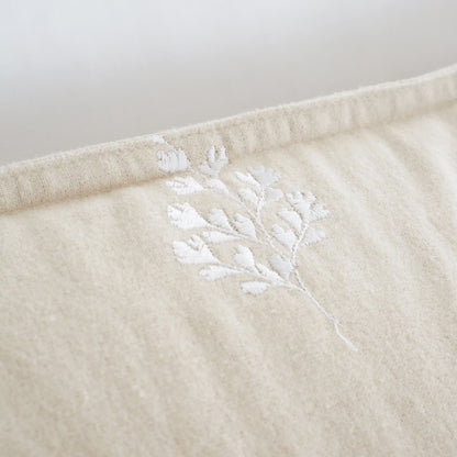 Bianca Fine Linens Leaf Embroidered Cotton Bedding Duvet Cover Set Natural