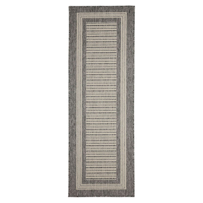 Flatweave Gel Border Steel Grey Rug