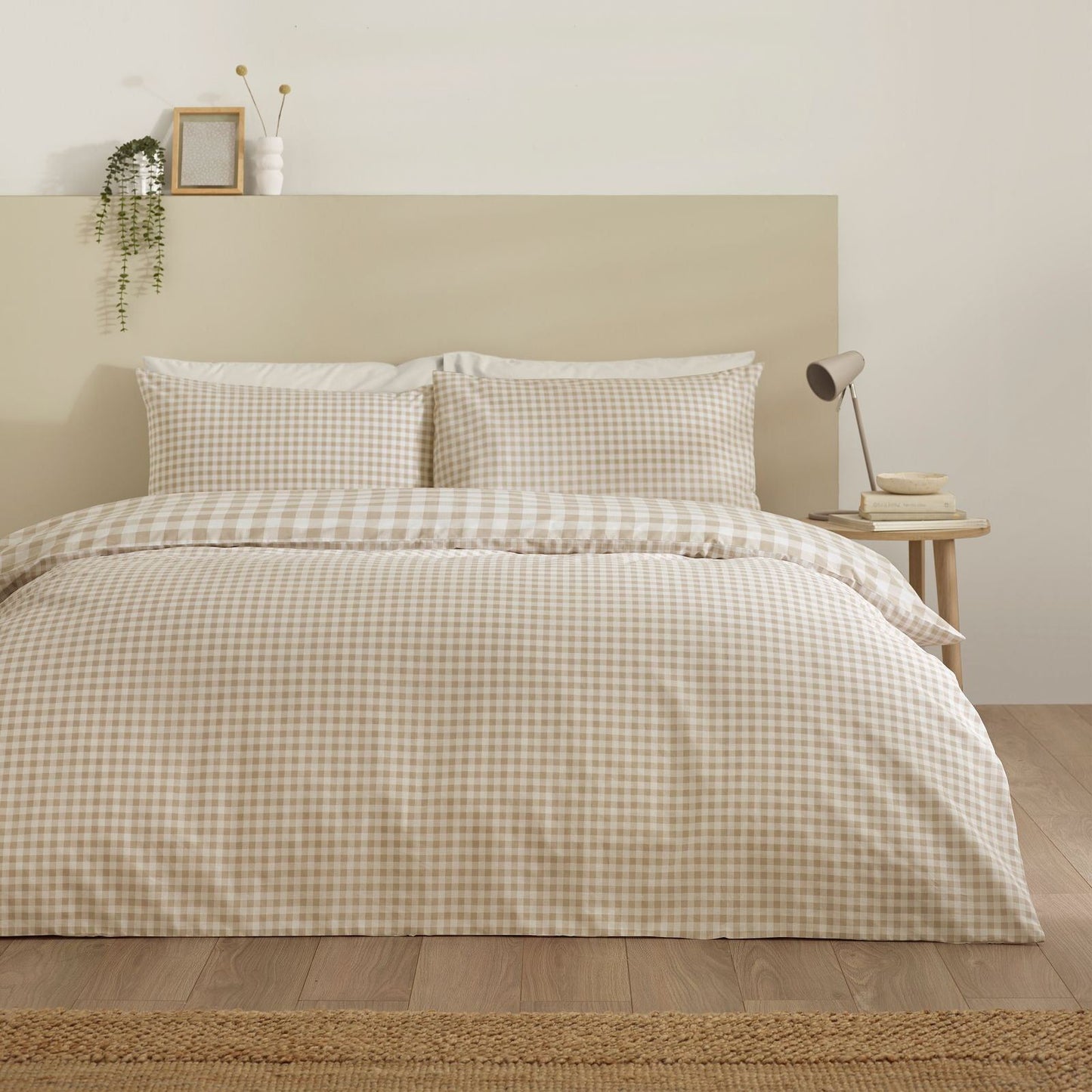 Catherine Lansfield Bamford Gingham Check Natural Duvet Cover Set
