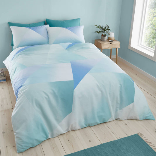 Ombre Larsson Geo Green Blue Duvet Cover Set