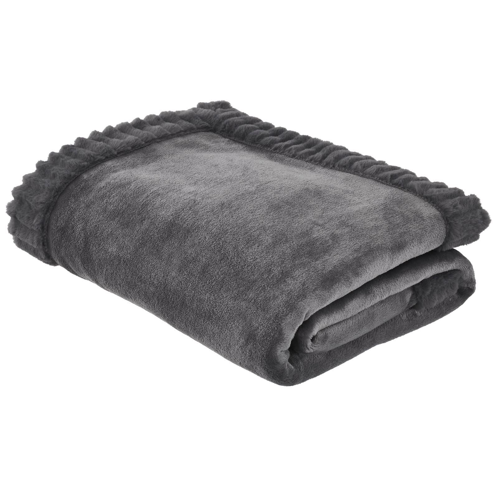 Velvet And Faux Fur Charcoal Throw