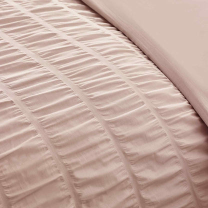 Seersucker Frill Pink Duvet Cover Set
