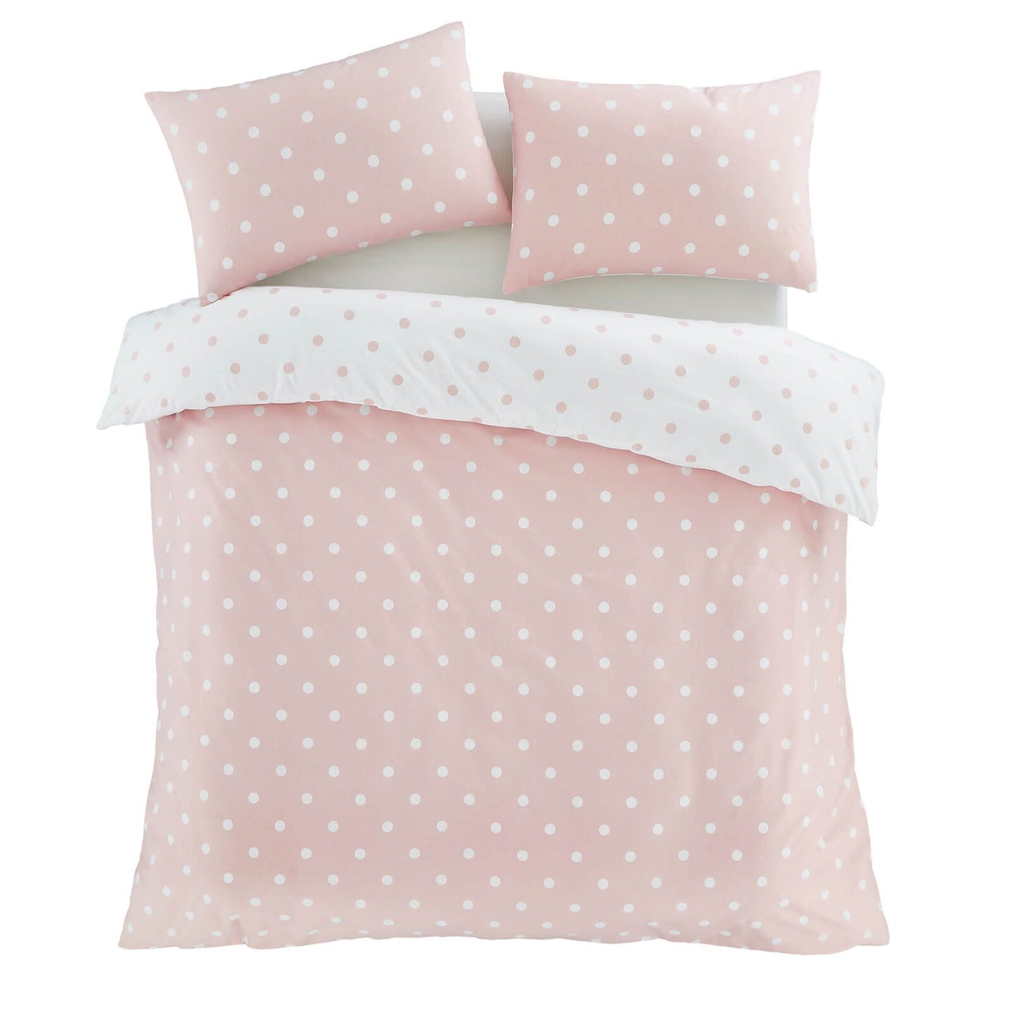 Brushed Polka Dot Pink Duvet Cover Set