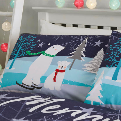 Christamas Bears Blue Duvet Set