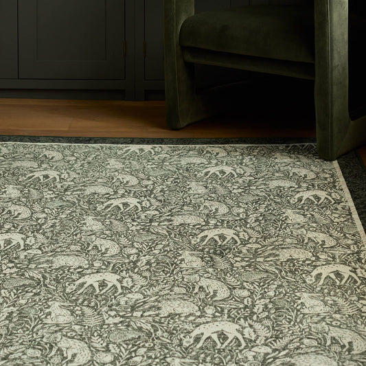 Hug Rug Eco-Washable Whimsical Woodland Green