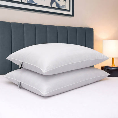 Bianca Fine Linens Premium Cotton Stripe Pillow Pair White