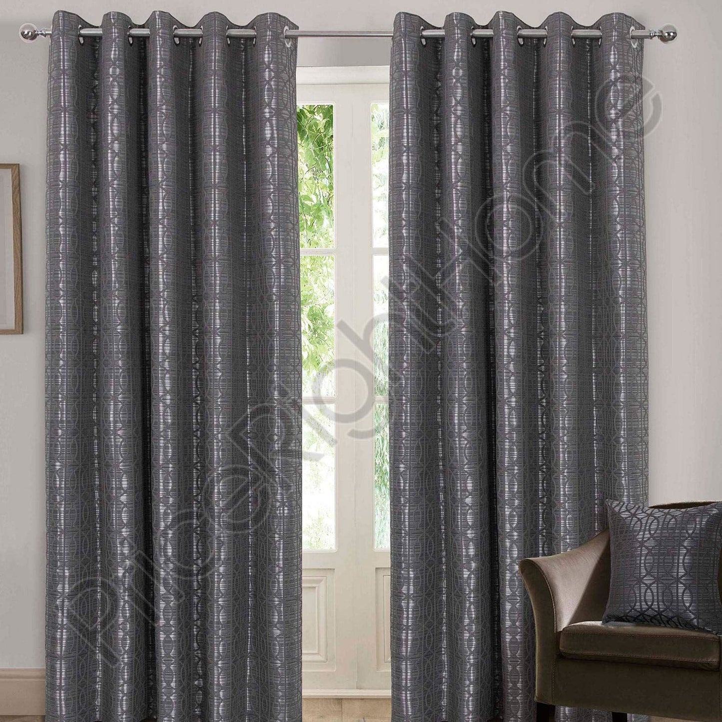 Tuscany Silver Eyelet Curtains