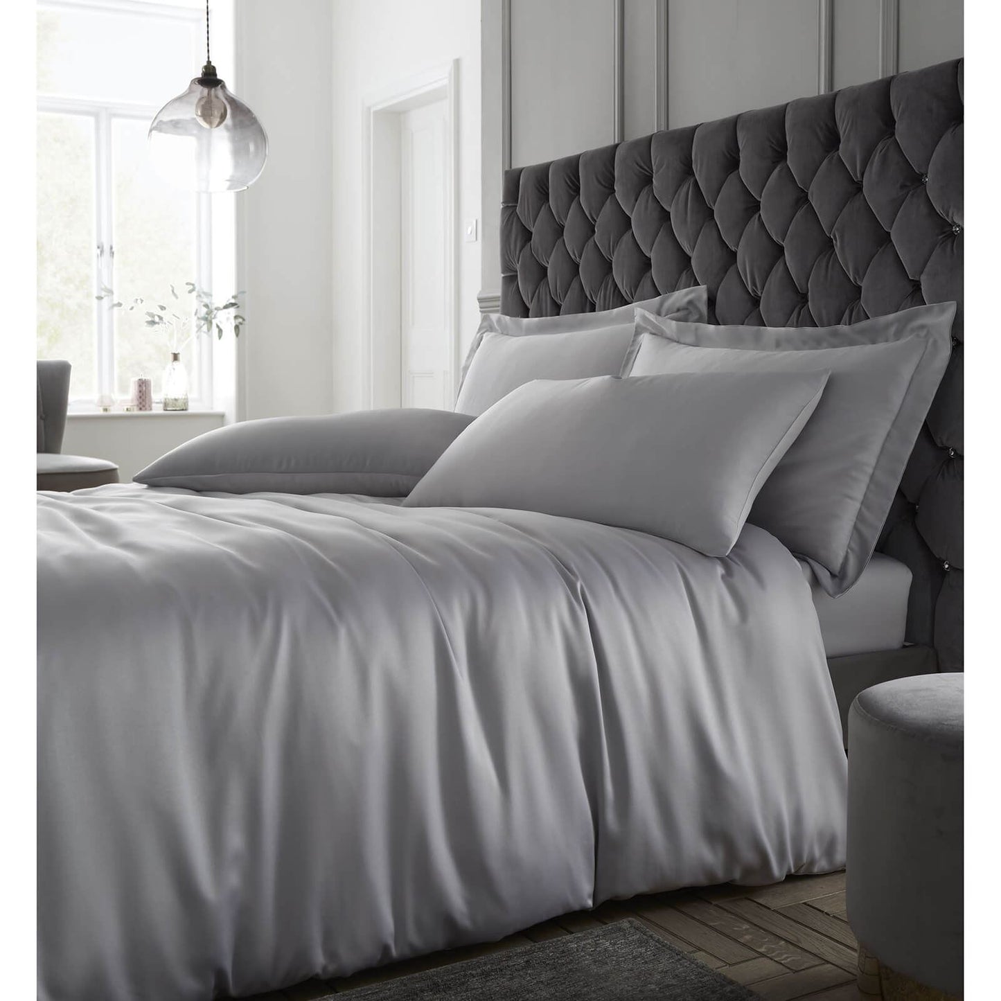 Silky Soft Sateen Silver Duvet Set