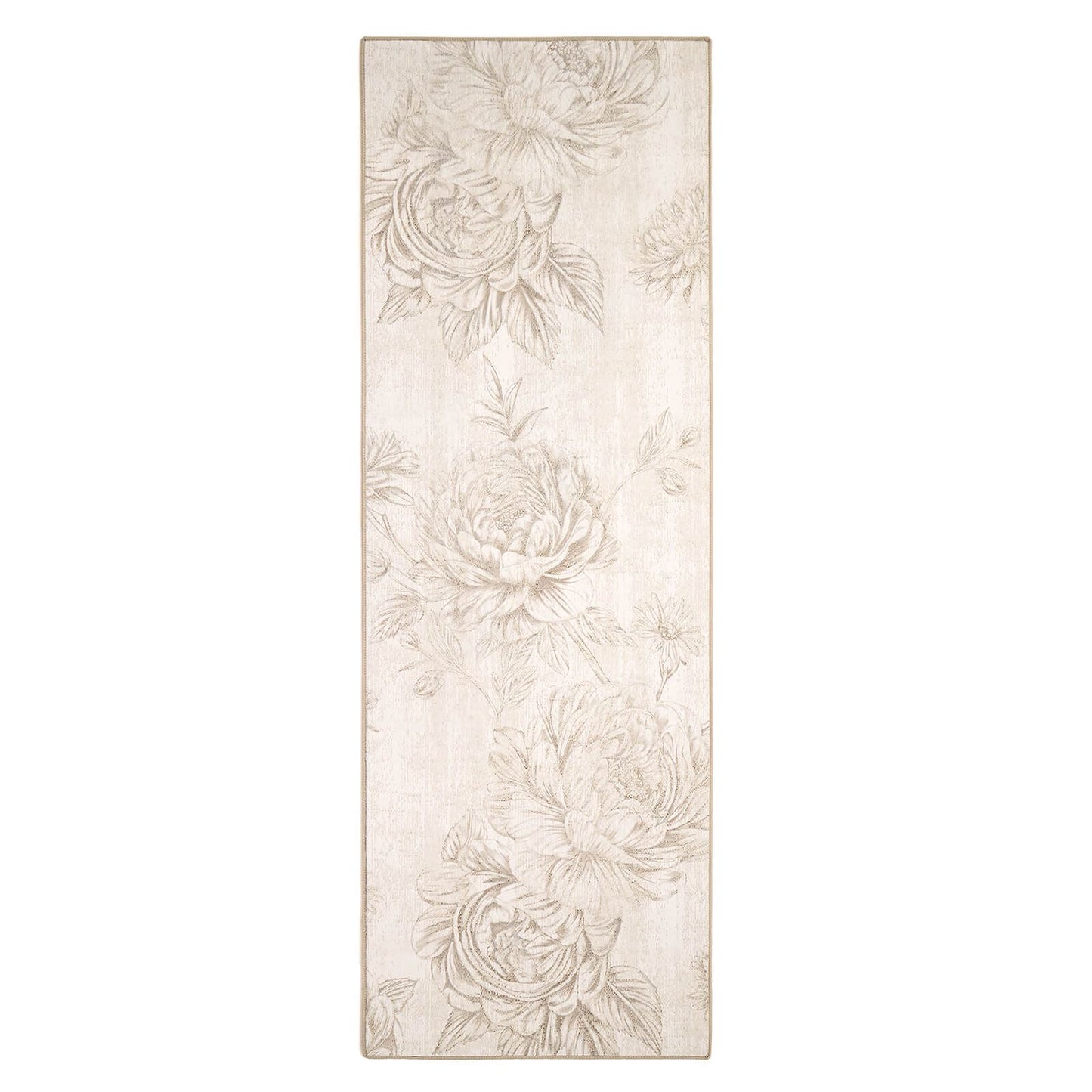 Hug Rug Eco-Washable Muted Floral Beige 75x220