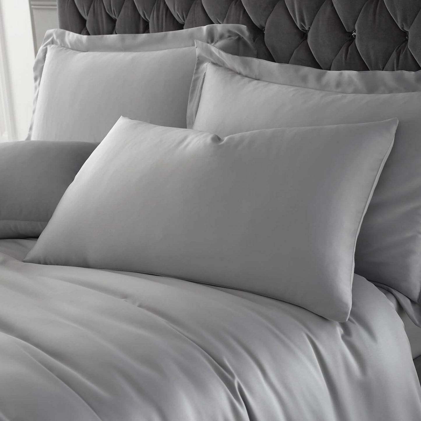 Silky Soft Sateen Silver Duvet Set