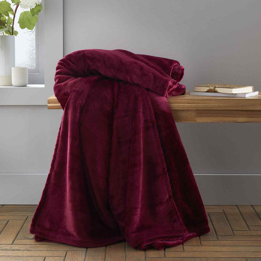 Raschel Velvet Touch Red Blanket Throw
