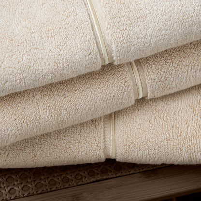 Bianca Zero Twist Satin Stitch Natural Towel and Sheet