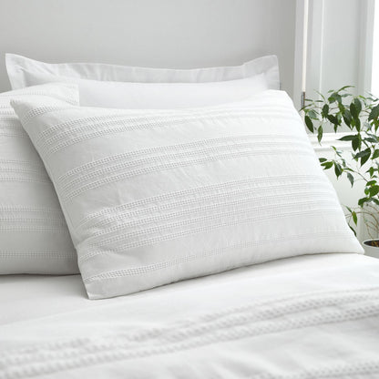 Bianca Waffle Cotton Stripe White Duvet Cover Set