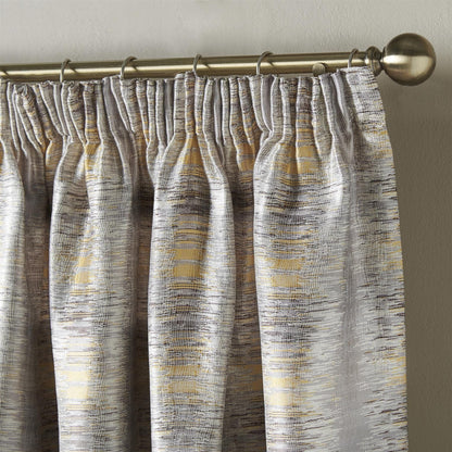 Reflections Ochre Pencil Pleat Curtains