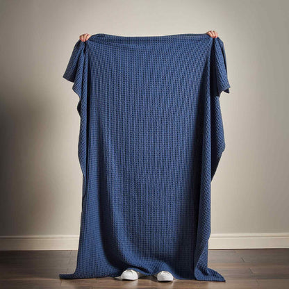 Jaipur Chunky Waffle Navy Blue Blanket Throw