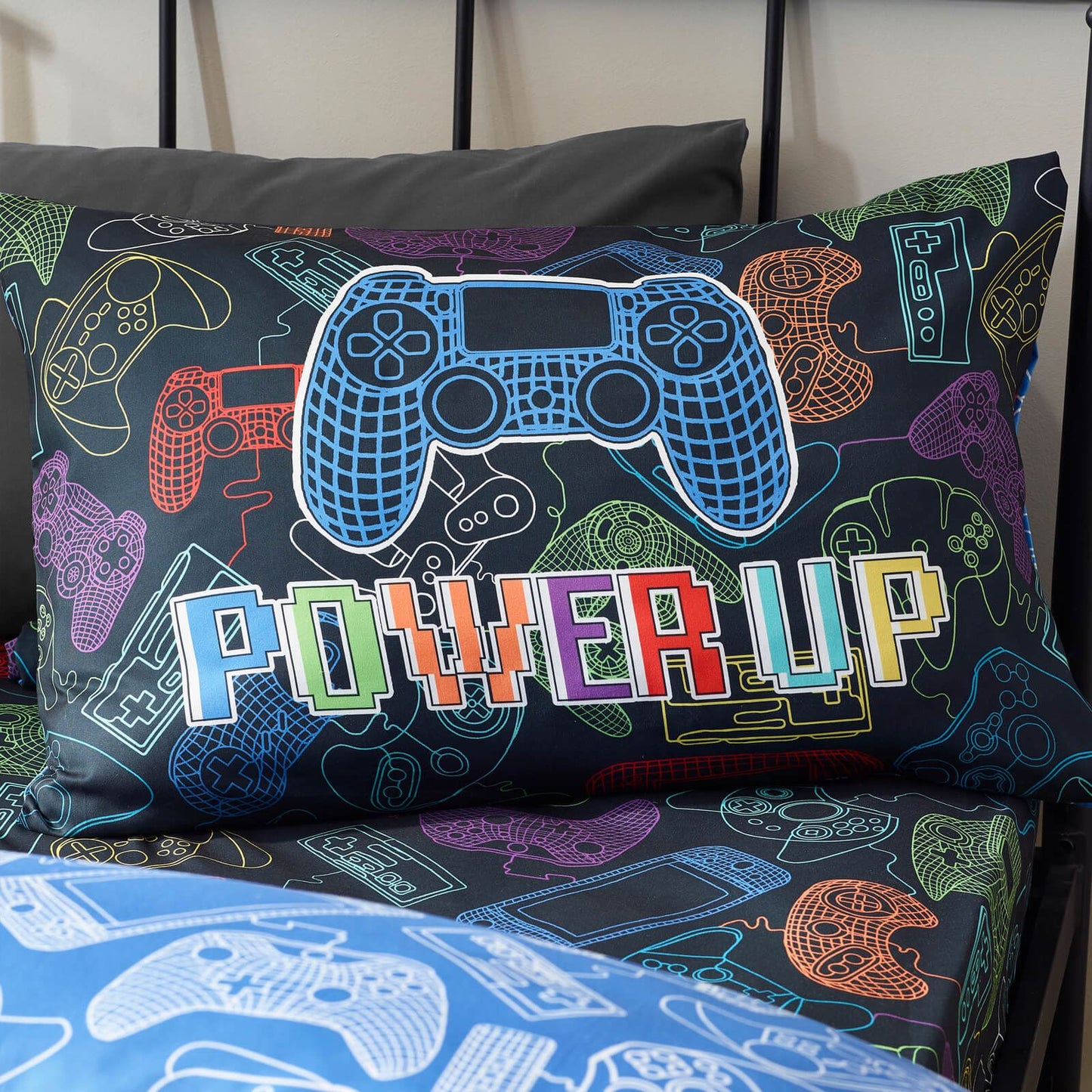 Catherine Lansfield Power Up Gamer Bedding Duvet Cover Set Black