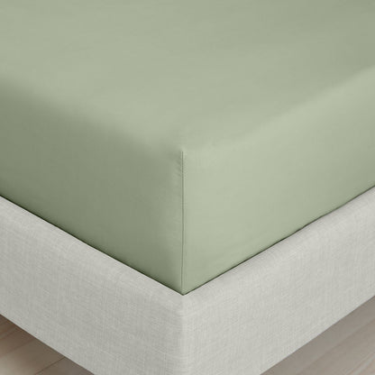 200 Thread Count Cotton Percale Sage Green  Fitted Sheet