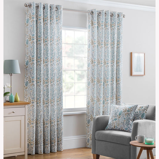 Everley Azure Blue Eyelet Curtains