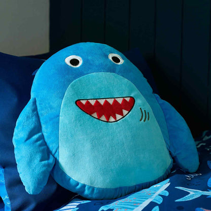 Sheldon The Shark Navy Blue 3D Shaped Cushion