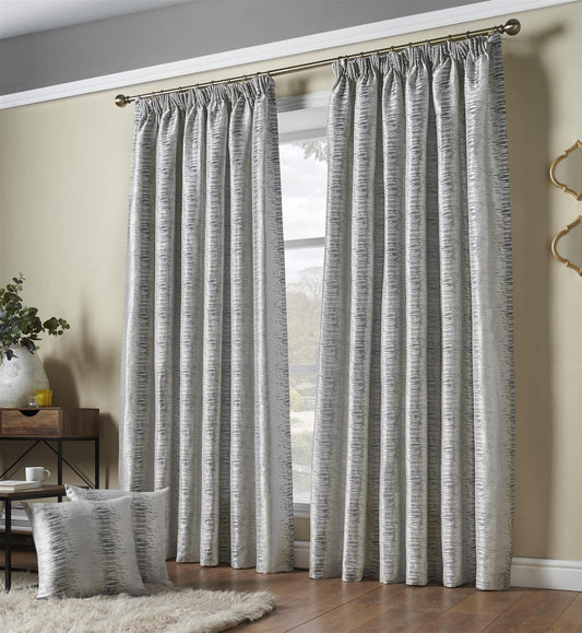 Reflections Silver Pencil Pleat Curtains