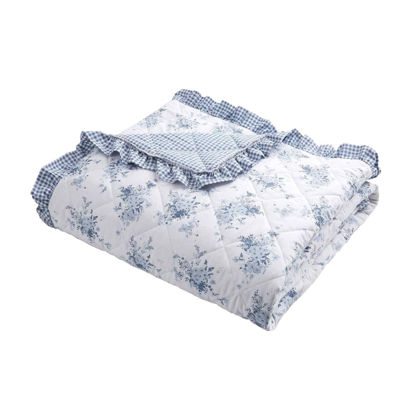 Lucie Floral Frill Blue Bedspread