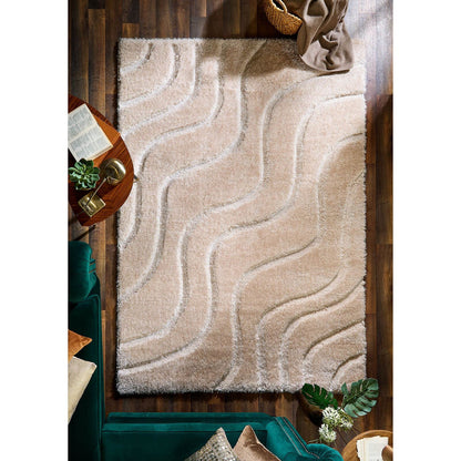 Soft Carved Wave Cream Modern Rugs