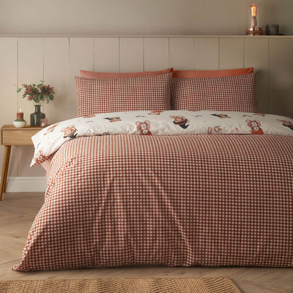 Catherine Lansfield Scare Bears Printed Reversible Bedding Duvet Cover Set Cream