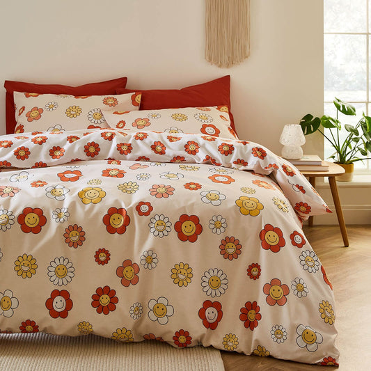 Groovy Floral Natural Duvet Cover Set