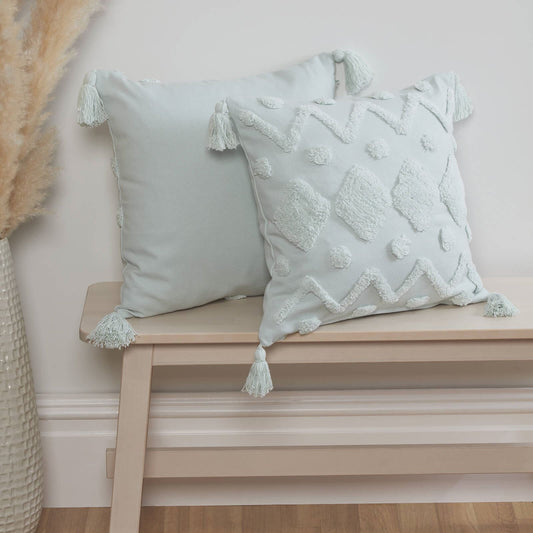 Juniper Tufted Aqua Cushion Cover