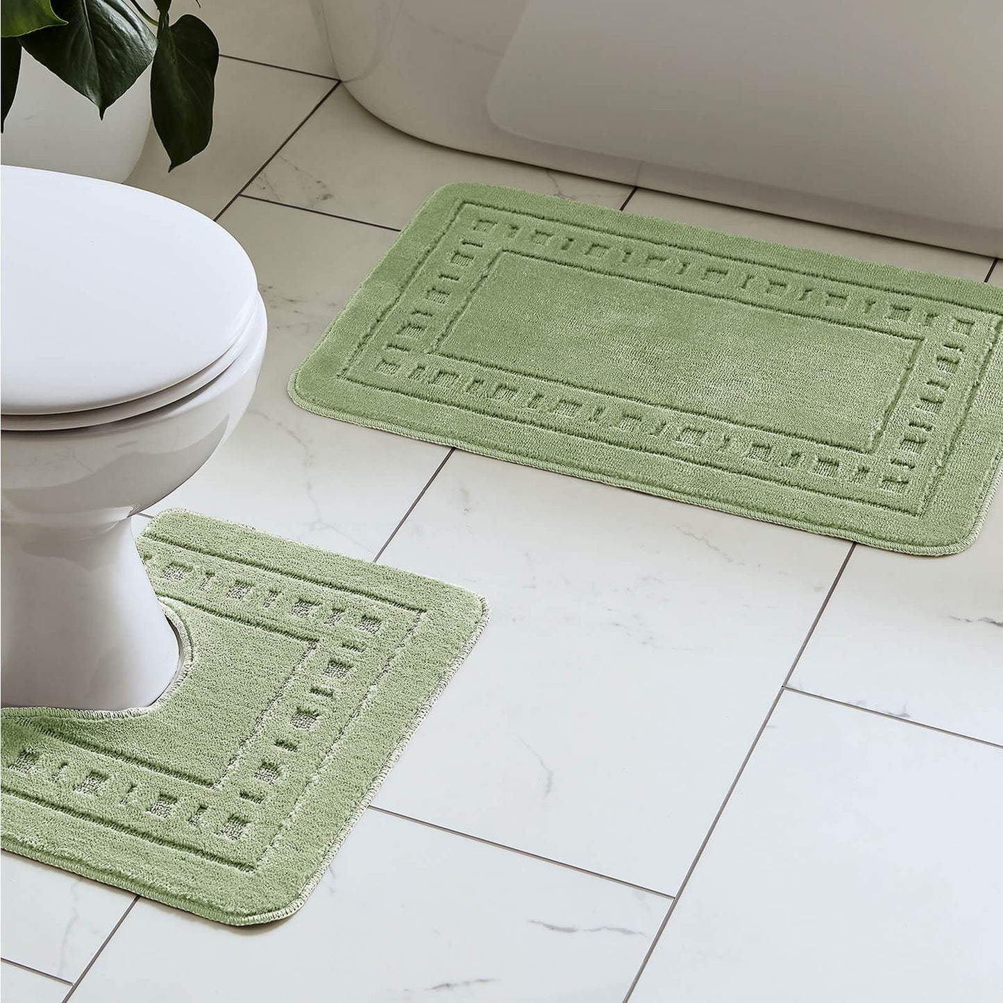 Armoni Bath & Pedestal Mat Set Sage Green