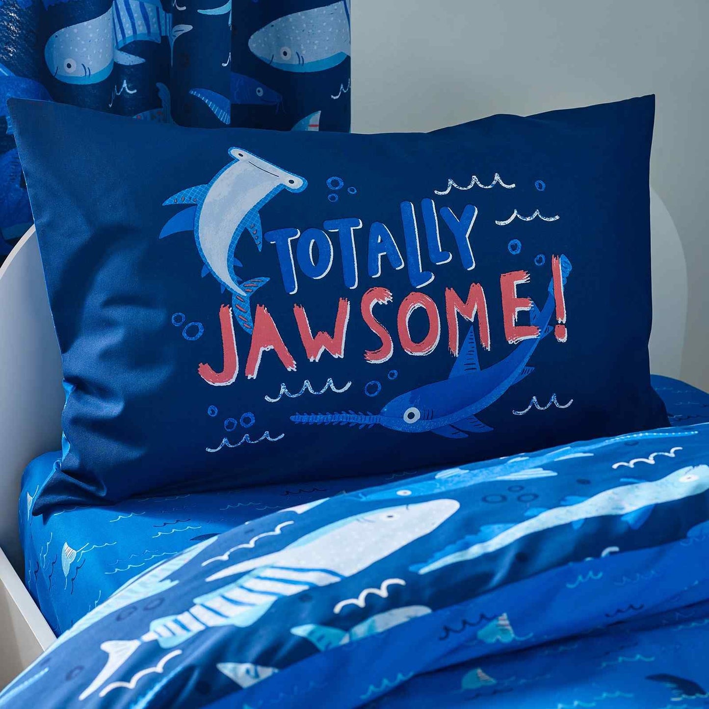 Jawsome Shark Navy Blue Duvet Cover Set