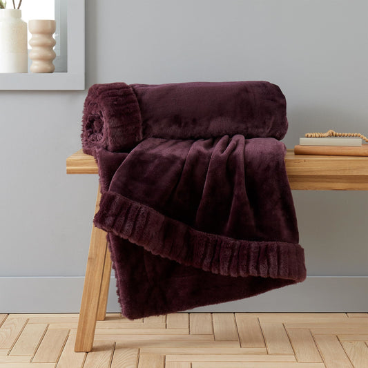 Velvet and Faux Fur Plum Throw