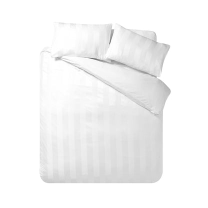 Catherine Lansfield So Soft Satin Stripe White Duvet Cover Set