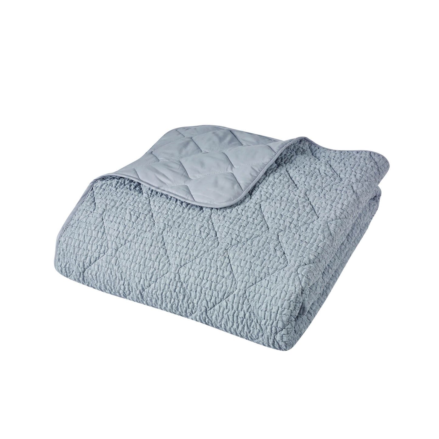 Catherine Lansfield Crinkle Seersucker Texture Bedspread Blue - 220x220cm