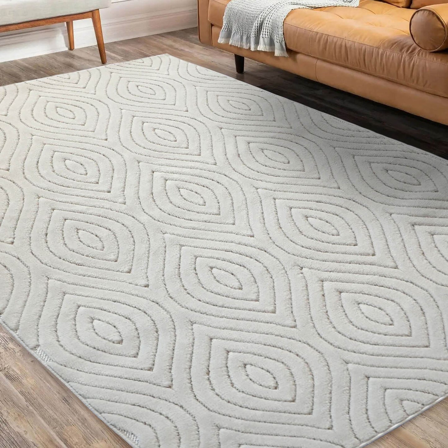 Malmo Tear Drop White Rug