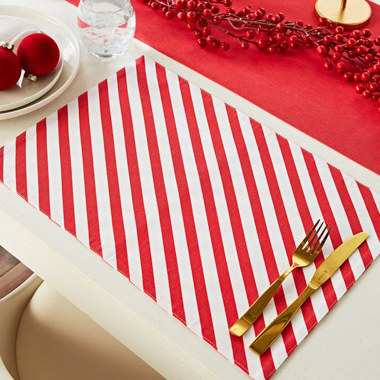 Christmas Candy Cane Red Placemat Pack of 4 - 30x46 cm