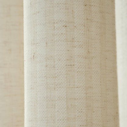 Bianca Fine Linens Chenille Stripe Lined Eyelet Curtains Two Panels Cream