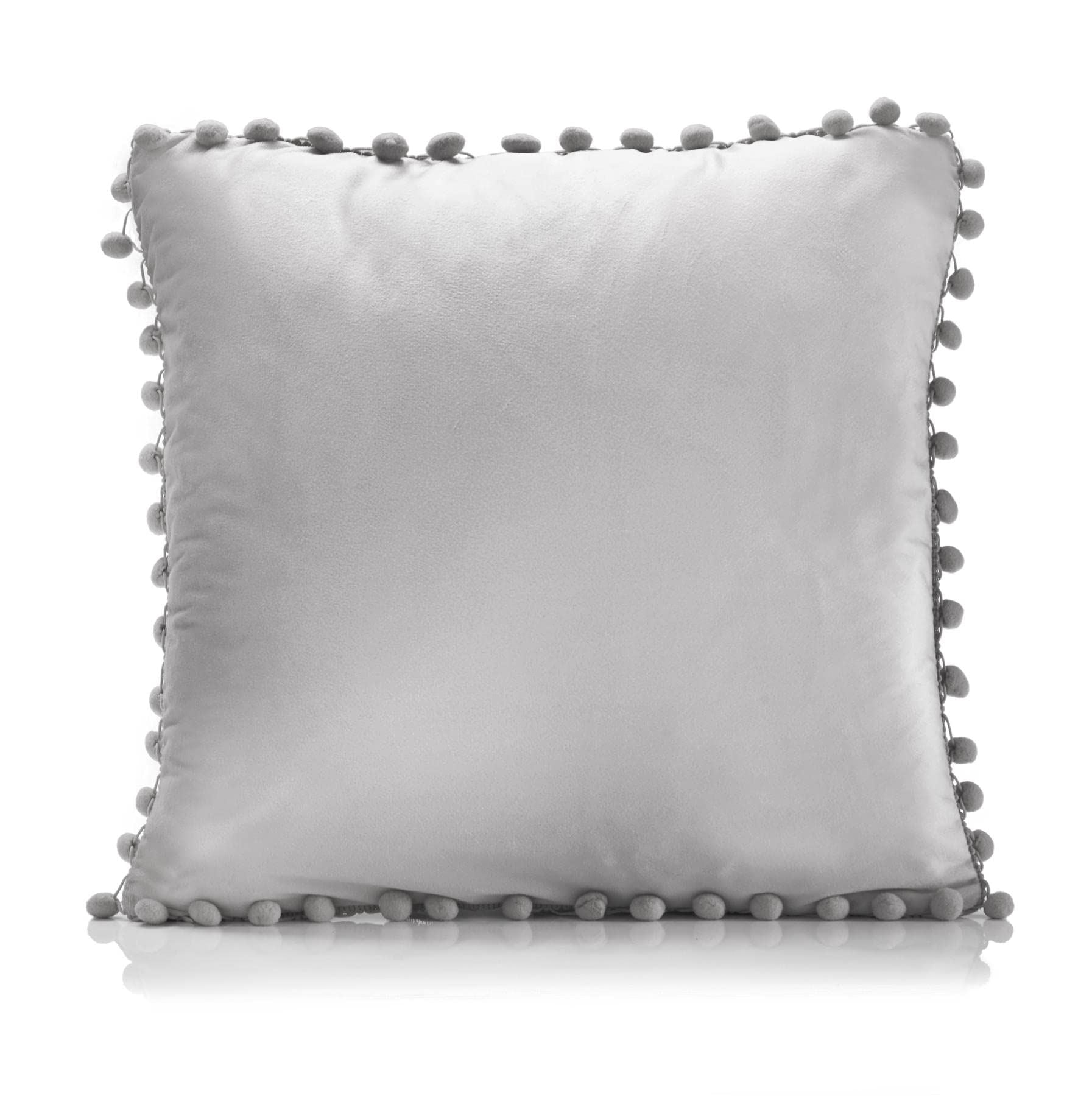 Poms Velvet Silver Cushion Cover