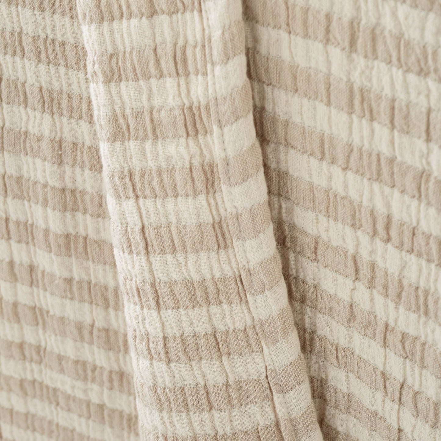 Bianca Fine Linens Cotton Muslin Stripe Blanket Throw Natural - 150x200cm
