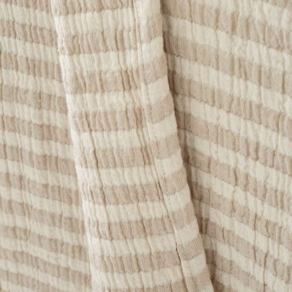 Bianca Fine Linens Cotton Muslin Stripe Blanket Throw Natural - 150x200cm