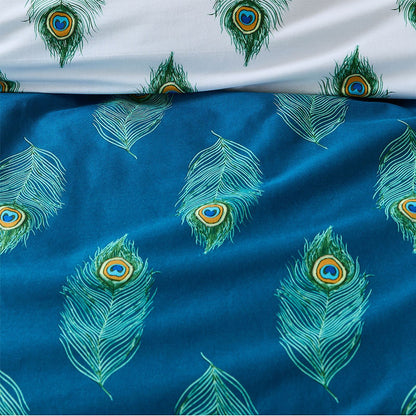 Their Nibs Peacock Feather Teal Green Duvet Cover Set