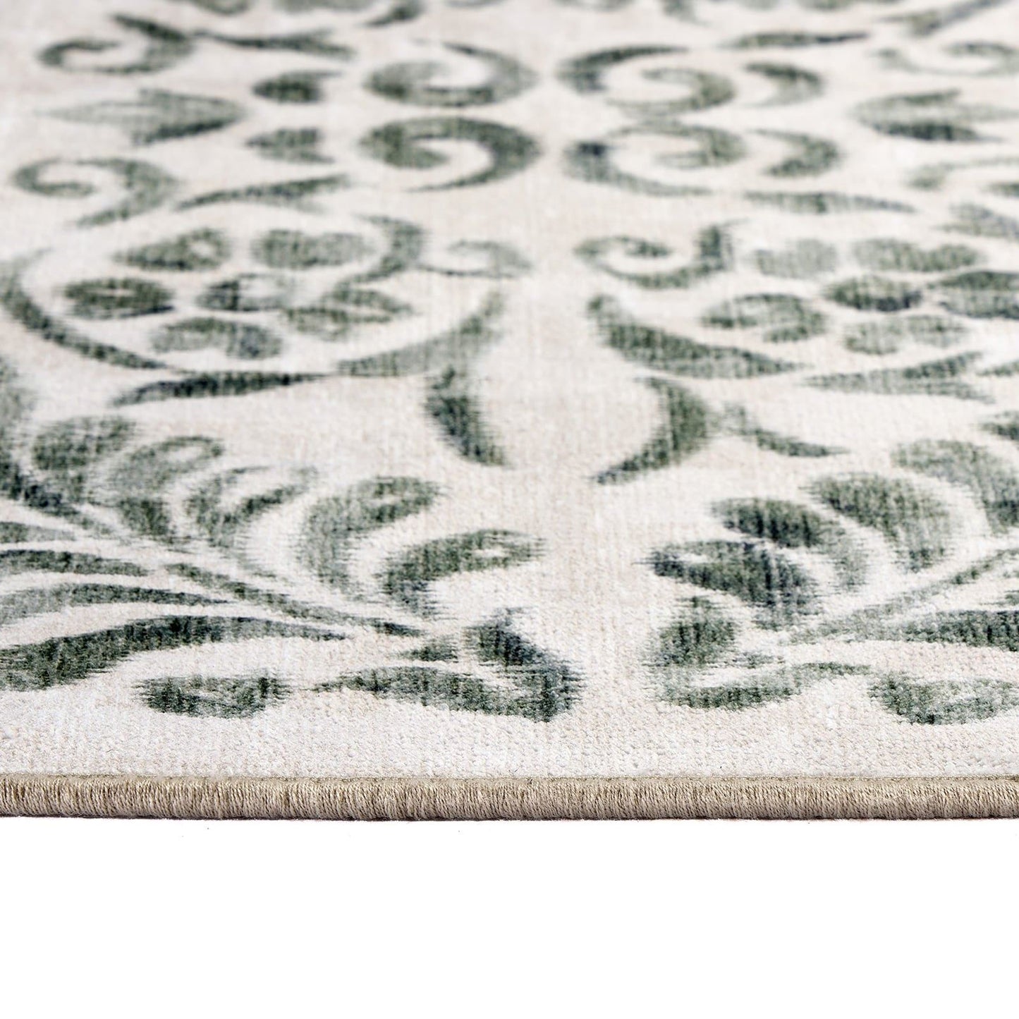 Hug Rug Eco-Washable Vintage Scroll Green Rug